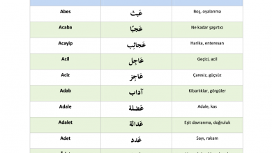 الكلمات المشتركة بين العربية والتركية
